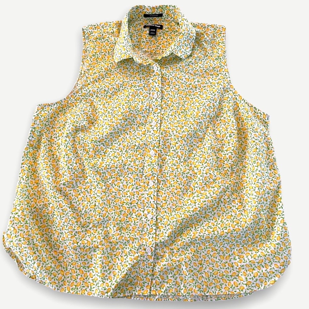 Plus Size Lands’ End Sleeveless Lemon Top SZ 20W